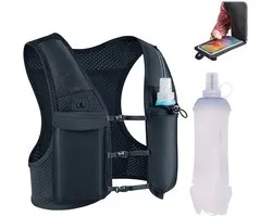 Fokelyi Hardloopvest Met Waterdichte Telefoonhouder - Running Vest - Inclusief Sport Soft Flask - Wandelen-Grote Rugzak & Verstelbare Borstriem -Sportvest- Reflecterend