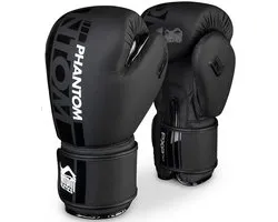 Gants de boxe Phantom Apex – PU – Noir/Blanc – 14 oz – Pour la boxe, le kickboxing et le Muay Thai