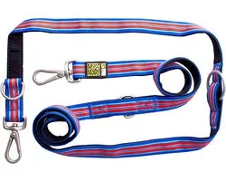 MAX & MOLLY Hampton Strip Verstelbare Hondenlijn / Hondenriem - Polyester - Blauw - M - Breedte: 2 cm - Lengte: 200 cm