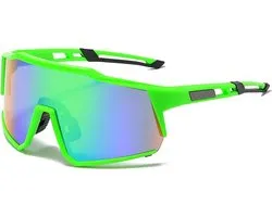 Lunettes de soleil de Sport - Lunettes de cyclisme - Monture verte - Verres bleu vert
