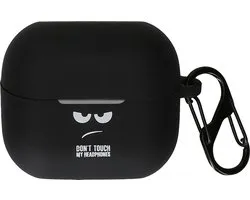 kwmobile Étui adapté pour Samsung Galaxy Buds 3 / Galaxy Buds 3 Pro - Housse en Siliconen pour écouteurs en blanc / noir / noir - Design Don't Touch My Headphones