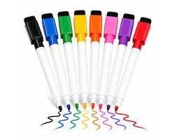 BlackBear Whiteboard Stiften - Whiteboard Markers - 8 Kleuren - Magnetische Whiteboard Marker met Wisser - Whiteboard Pennen - Set van 8 - Droog Uitwisbaar