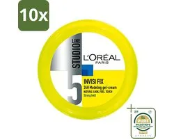 10 x L'Oréal Paris - Gel - Studio Line - Invisi Fix - 24H Clean Modeling Gel Crème - 150 ml - Grootverpakking - Gel Crème - Haar Fixatie - Natuurlijk Kapsel - Gezond Haar - 24h Clean Modeling