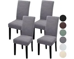 Fuloon Stretch Stoelhoezen Set van 4 - Jacquard Leaf Design