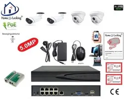Home-Locking complete set PoE camera beveiligingssysteem met bewegingsdetectie camera's en NVR 8ch 8MP H265 met 2 bullet en 2 dome pvc camera's 1944P 5.0MP CS-4-1406