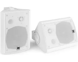 Bluetooth speakers - Power Dynamics DS50AW 100W speakerset met Bluetooth en AUX ingang - Auto-on functie - Incl. muurbeugels - Wit