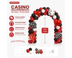 Arche de ballons Casino Thème – Las Vegas – Ensemble DIY – 135 Ballons + Cadre Ajustable – Réutilisable – Décoration de fête