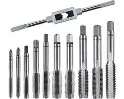 Thread Cutting Set - M3 - M5 - M6 - M7 - M8 - M10 - M12 - 11 Pieces - Metric with Drill - Fine Thread - Professional Wind Iron - Tools - Threading Set - Inches