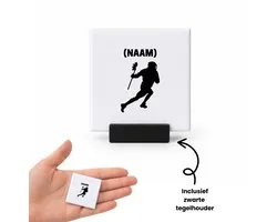 Lacrosse met eigen naam tegeltje met tegelhouder - Sport - Lacrosse - tegeltjes met tekst - Sport - spreuktegels - 4.8x4.8 CM