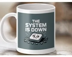Panne de système, problèmes informatiques, tasse de nerd, humour technique, cadeau de programmeur, cadeau de geek, tasse d'ordinateur, humour informatique, tasse technique, tasse drôle, ordinateur triste, erreur système, tasse informatique