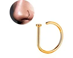 Fake Neuspiercing Goud - Nep Neuspiercing - Neusring - Nep Piercing Ringetje - RVS Roestvrij Staal - 8 mm