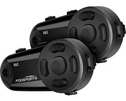 Fodsports - V6S - Motorfiets Intercom - Motorhelm - Bluetooth 5.0 - Headsets - Communicator - Handsfree - Interphone - FM-radio - 1000M Koppelbaar tot 6 Rijders - 2 stuks
