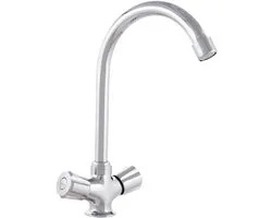 Greenice | Wastafel kraan zinklegering, chroom, warm koud water, slangen, hoge uitloop, Bimando [QLI-FA938]