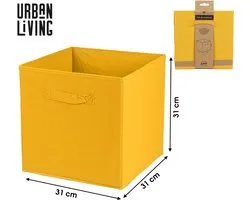Urban Living Panier de rangement/panier de placard Square Box - karton/ plastique - 29 litres - jaune ocre - 31 x 31 x 31 cm - Paniers d'étagère
