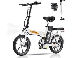 EVERCROSS EK5 Elektrische Fiets - Opvouwbaar E-Bike - 16 Inch - 25km/u - Wit