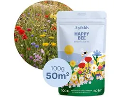 Joyfields Happy Bee - Inheems bijen- en hommelmengsel - 100 gram (50 m²) - Meerjarige wilde bloemen - Rijk aan nectar en stuifmeel - Voor tuinen en balkons