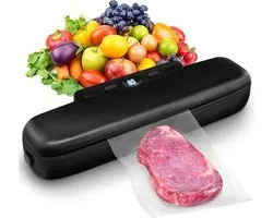 Vacuum Machine, Automatic Food Vacuum Device, One Touch Vacuum Seal for Preserving Dry and Moist Food, Compact Vacuum Machine (Black)