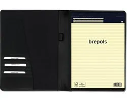 Brepols - Maverick - Dossier d'écriture DALLAS A4 avec bloc-notes - Cuir véritable - Zwart