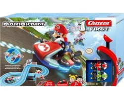 Carrera FIRST Racebaan - Mario Kart Speelgoed Auto - 2 Voertuigen Mario vs. Yoshi - Complete Set - 2,4 m