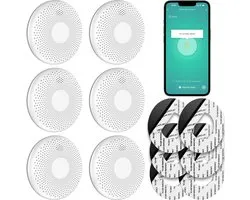 SAVS CS11W Slimme combimelder met wifi 6-pack - Tuya Smart Home app - Rook en koolmonoxide - 10 Jaar batterij - Geen LED lampje - Rookmelder en koolmonoxidemelder met extra dun design - Rook én CO melder - Montage zonder boren
