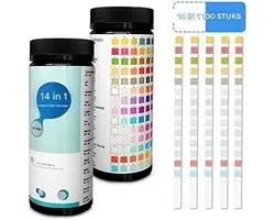 Bandelettes de test d'eau - testeur d'eau potable 14-en-1 - détection rapide du pH, nitrate, dureté - pour analyse d'eau du robinet et potable - résultats précis - ménage - multicolore - 100 pièces