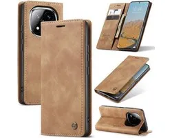 CaseMe Case - Convient pour Xiaomi Redmi Note 14 Pro 5G / Pro+ / Poco X7 Case - CaseMe Book Case - Marron