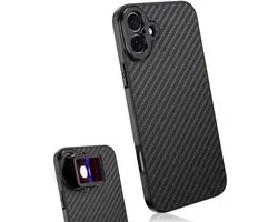 MOJOGEAR 17mm Lens Case voor iPhone 16 Plus - Geschikt voor Ulanzi, Apexel & Sandmarc Lenzen - Extra Sterk & Lichtgewicht - Carbon - Zwart