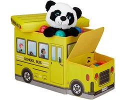 coffre à jouets relaxdays - pliable - boîte de rangement - enfant - espace de rangement - hocker École Bus