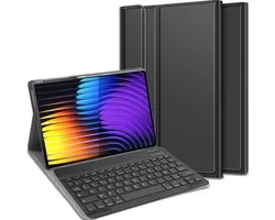 Étui clavier Just in Case compatible avec Xiaomi Pad 7 Pro/ Pad 7 - Zwart uni - Similicuir - Clavier AZERTY