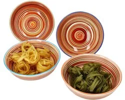 Set de 4 assiettes à spaghetti en grès LINEA pour 4 personnes - 24325754