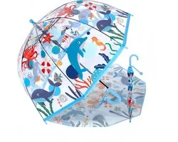 Kids Umbrella with Dome Roof Light Cute Funny Design Wind Umbrella Bell Shape Transparent Gifts for Kids Blue Dolphin S - ShopVlot