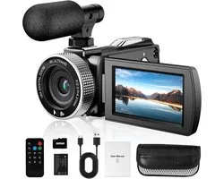 Caméra vidéo numérique 4K, enregistreur photo 48 MP/vidéo 4K 60 ips, caméscope pour débutants idéal pour le vlogging et YouTube, avec 2 batteries, micro externe, carte SD et télécommande.