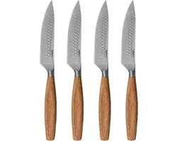 Boska Steakmessen / Steakmessenset Oslo+ - 4 Stuks - RVS - Voor vlees en vega - Non-stick - Europees eikenhout