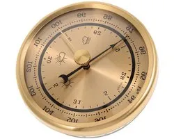 Baromètre météo avec cadran - Baromètre Thermomètre Hygrometer - Prévision météo à la maison - Mesureur de pression atmosphérique précis - 7 cm x 3,5 cm - Or