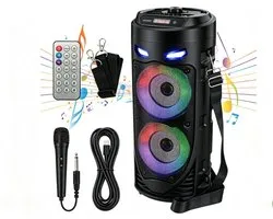Draadloze Speaker met LED-verlichting – 8W x 2 Stereo, 1800mAh, Bluetooth 5.0 – Incl. Microfoon, Afstandsbediening & Schouderriem – Geschikt voor Buiten, Feest, Tuin of Strand - Zwart