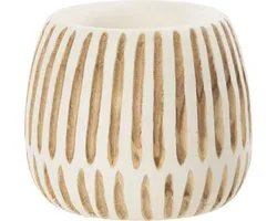 J-Line bloempot Ying - hout - wit - medium - Ø 20 cm