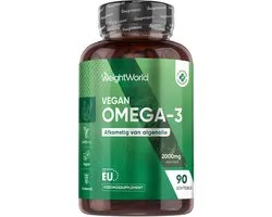 WeightWorld Vegan Omega 3 Algenolie - 2000 mg - 300 mg EPA & 600 mg DHA - Gemaakt in de Europese Unie - Duurzaam alternatief voor visolie