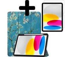 iPad 10 2022 Case Luxe Case Book Case Hard Cover With Pencil Holder With Screen Protector - iPad 2022 Case Bookcase - Blossom