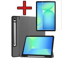 Étui pour Samsung Galaxy Tab S10 FE Plus , étui à trois volets avec découpe, compatible avec le stylet S Pen et protection d'écran - Étui pour Samsung Tab S10 FE Plus, étui à Bookcase - Grijs