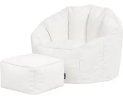 icon - Fauteuil Pouf-Poire Sirena avec Pouf - Bouclé - Crème