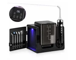 SwayTosh Oravive Hydropulseur – Jet dentaire – Désinfection UV – Écran LED – Flosser – Éliminateur de plaque dentaire – Mode enfant – Fil dentaire – Jet d'eau dentaire – Fil dentaire électrique – Water Flosser – Noir