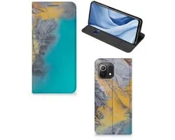 Book Case voor Xiaomi 11 Lite NE 5G | Mi 11 Lite Standcase Marble Blue Gold