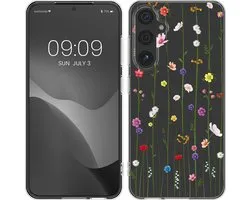 kwmobile coque de téléphone adaptée au Samsung Galaxy A54 5G - Coque pour smartphone multicolore / transparente - Design Tiges de Fleurs Sauvages
