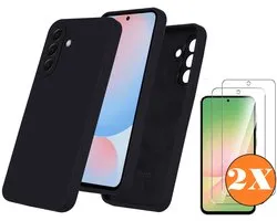 Coque compatible avec Samsung Galaxy A56 siliconen hoesje Zwart TPU - avec protection d'écran Samsung A56 - 2 pièces