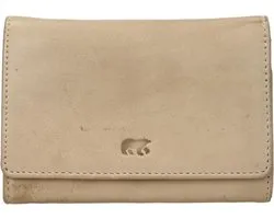 Bear Design Flappie Portemonnee Dames - Ritsportemonnee - RIFD - Leer - Beige