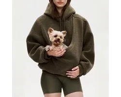 Hoodie ample - avec nid de chat et poche kangourou - pull à manches longues - parfait pour les amateurs de chats et de chiens - marron, taille L.