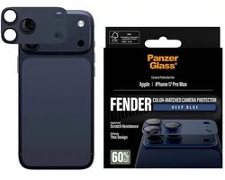 PanzerGlass Screenprotector geschikt voor Apple iPhone 17 Pro Max Aluminum | PanzerGlass FENDER Camera Protector - Case Friendly - Deep Blue