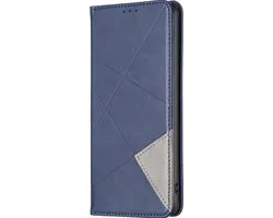 Coque de téléphone Mobigear adaptée à la coque OPPO Find X6 Pro | Bookcase fine Rhombus Mobigear | Porte-cartes pour 2 cartes | Étui de téléphone pour carte de débit / carte de transport en commun / permis de conduire - Blauw