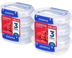 Sistema KLIP IT+ Boîtes de conservation 180 ml - Lot de 6 - Étanche - Sans BPA - Transparent/Bleu