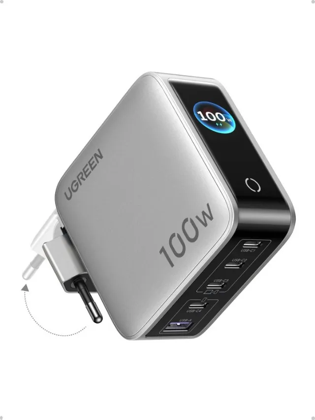 UGREEN Nexode Pro Caricatore USB C 100W Ricarica Rapido Schermo TFT